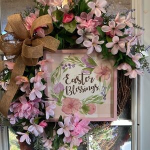 Charming Easter Wreath with Pink Florals